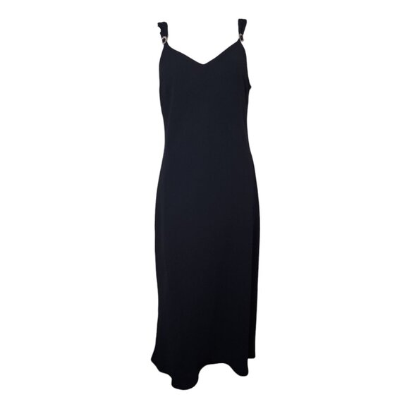 Evan Picone Dress Womens Size 12 Solid All Black Jeweled Cocktail Party Formal - Picture 1 of 7